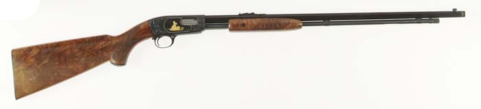 Appraisal: ENGRAVED WITH GOLD SINGLE CALIBER WINCHESTER MODEL PUMP RIFLE Cal