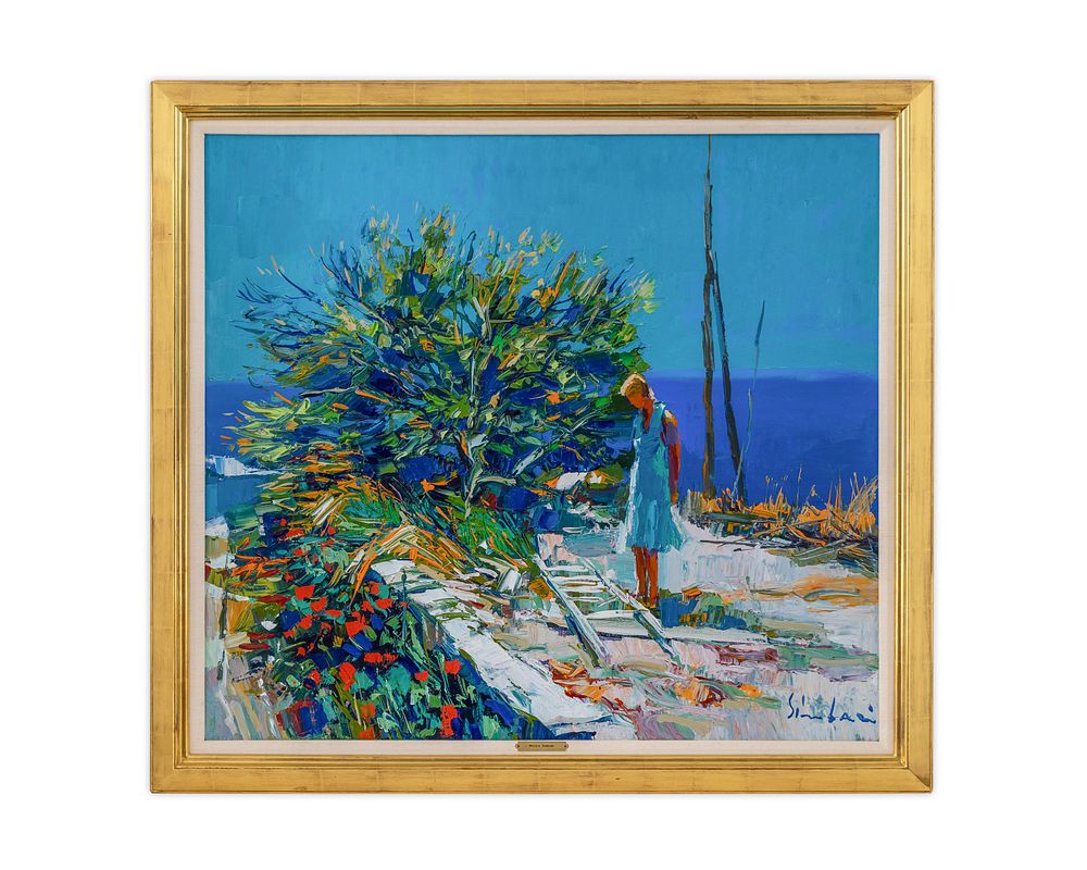 Appraisal: Nicola Simbari Italian - Woman on Sea Wall Nicola Simbari