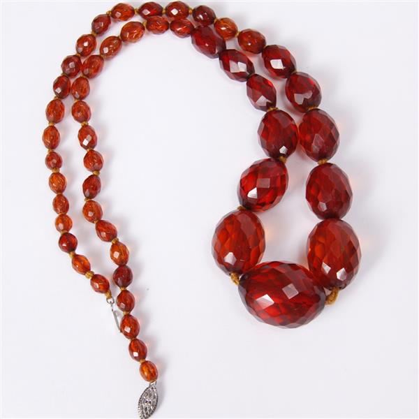 Appraisal: Antique faceted amber graduated bead necklace