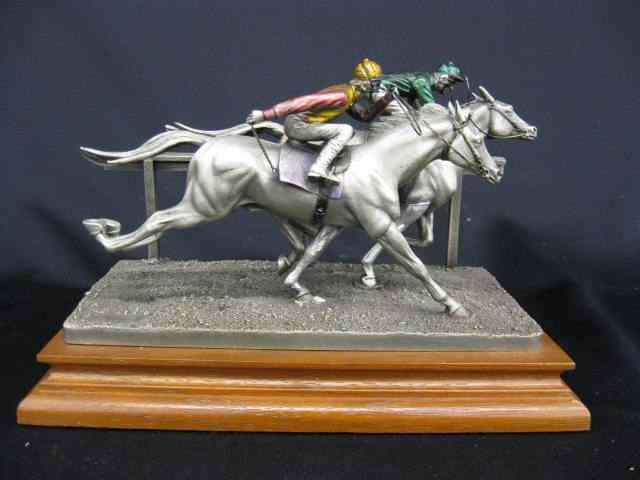 Appraisal: Chilmark Pewter Sculpture of Race Horses ''Down to the Wire''