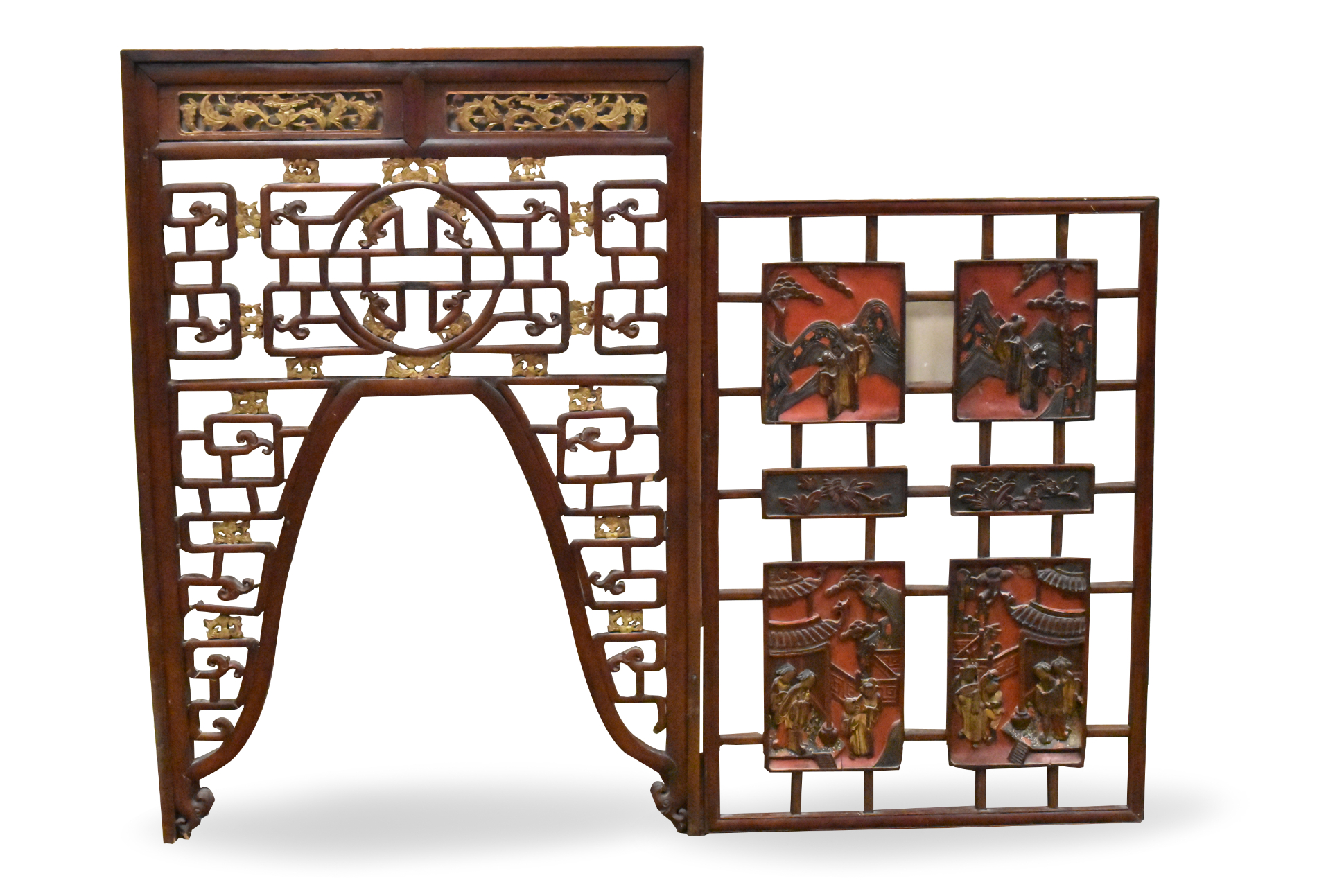 Appraisal: A Chinese lacquer wooden door frame dating from the Qing