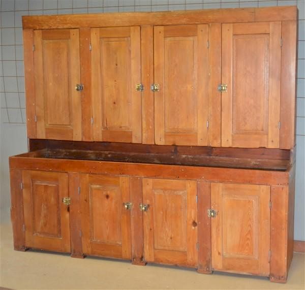 Appraisal: Large Primitive Softwood Cupboard Top Drysink Large Primitive Late th