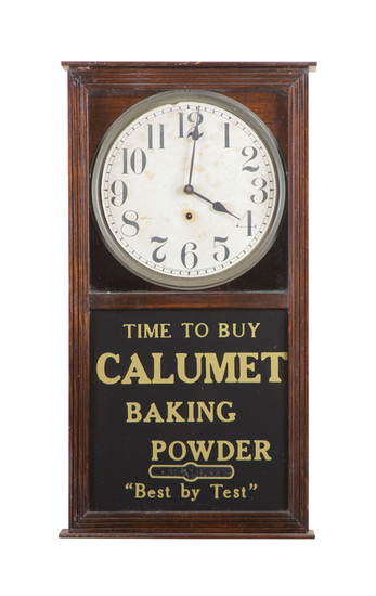 Appraisal: Antique country store wall Regulator Clock advertising CALUMET BAKING POWDER