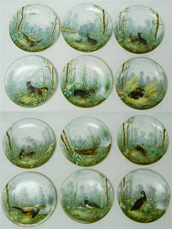 Appraisal: Set of twelve '' diam hand painted porcelain plates with