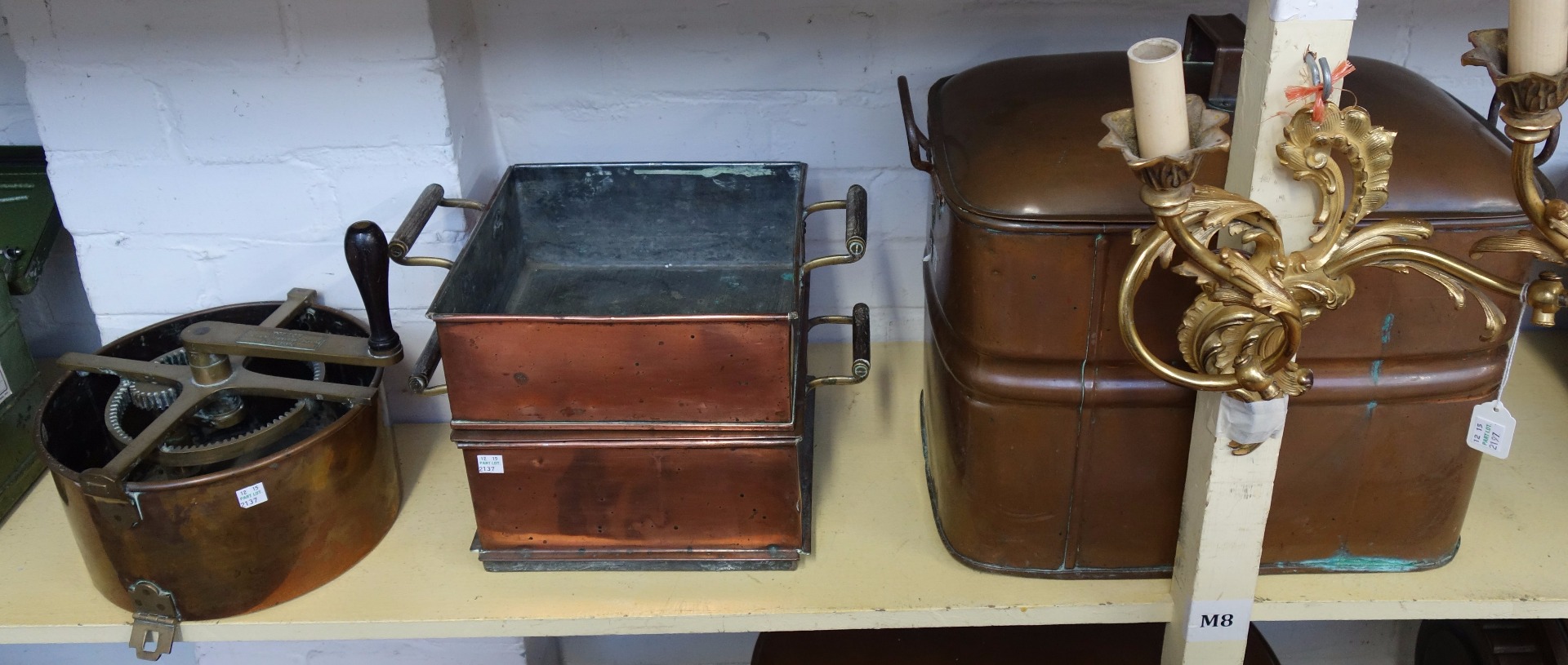 Appraisal: A copper lidded bin late th century with twin handles