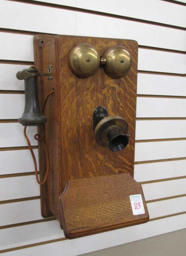 Appraisal: TWO AMERICAN ANTIQUE WALL TELEPHONES Western Electric model A fiddleback