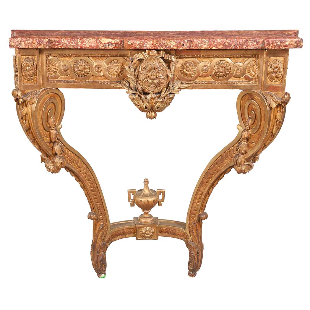 Appraisal: Transitional Louis XV XVI Style Gilt-Wood Console th Century The