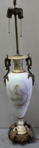 Appraisal: Bronze Mounted Decorated Sevres Porcelain Urn Nice big size with