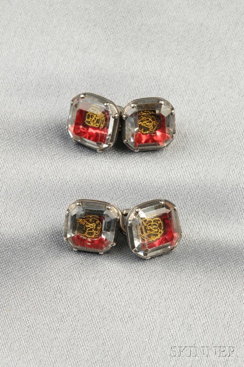 Appraisal: Stuart Crystal Cuff Links early th century each double link