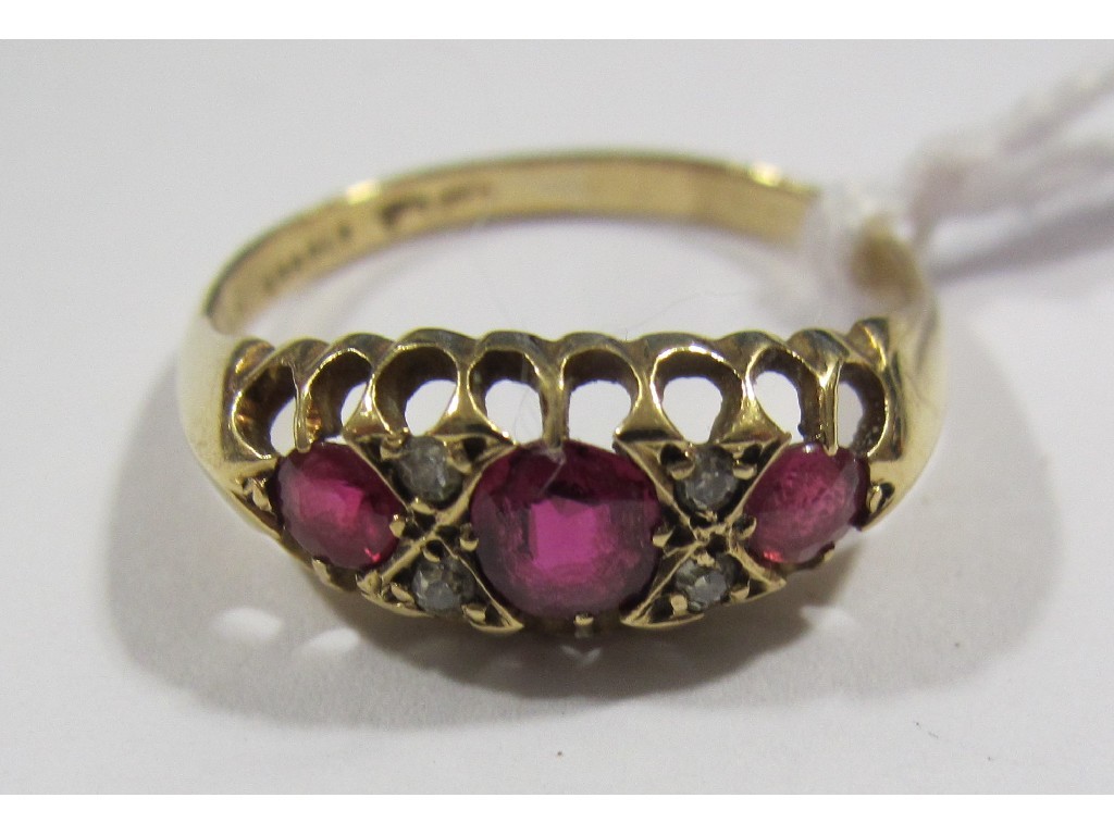 Appraisal: Victorian ct gold ruby and diamond set dress ring