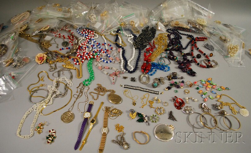 Appraisal: Large Group of Costume Jewelry including beaded necklaces watches cameos