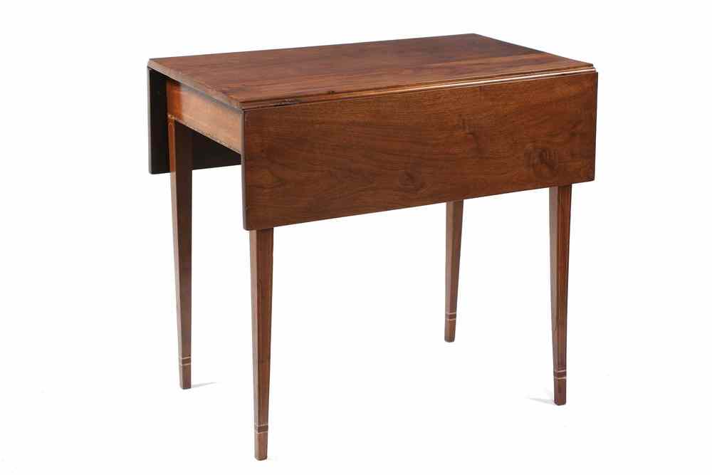 Appraisal: TABLE - Southern walnut Hepplewhite Pembroke table Virginia origin Light