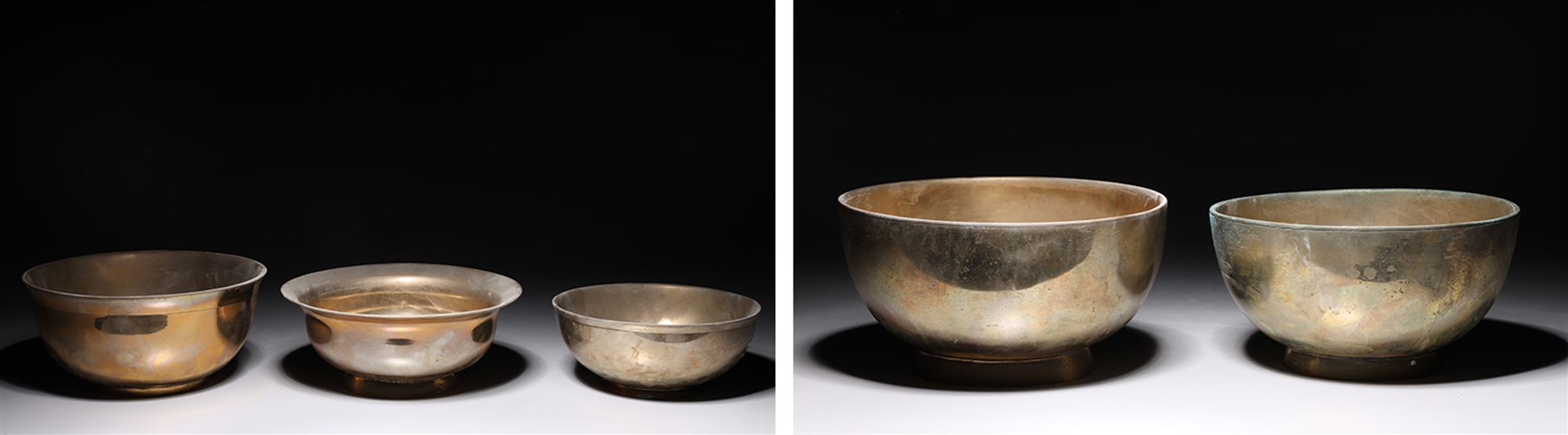 Appraisal: Group of five antique Indian bronze or copper alloy bowls