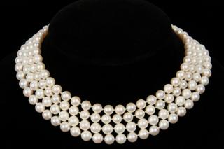 Appraisal: PEARL NECKLACE Quadruple Strand Cultured Pearl Necklace with K White