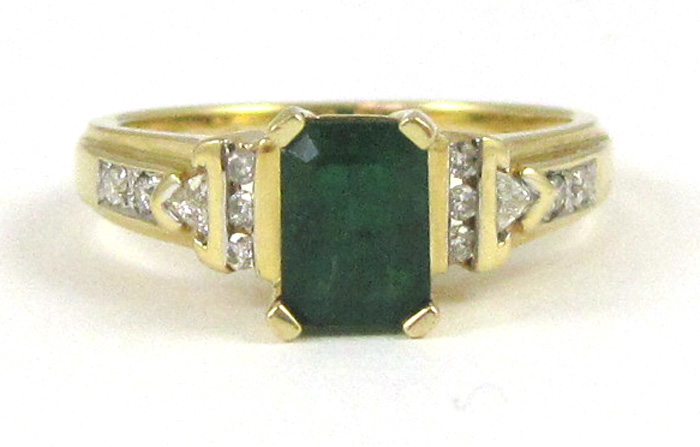 Appraisal: EMERALD DIAMOND AND FOURTEEN KARAT GOLD RING set with ten