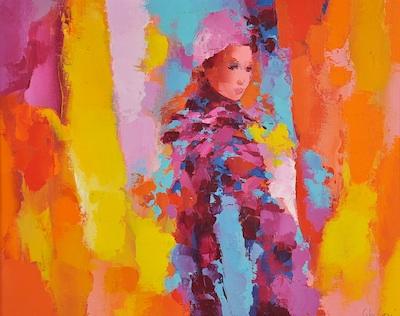 Appraisal: Nicola Simbari Italian b Girl in Pink Oil on canvas