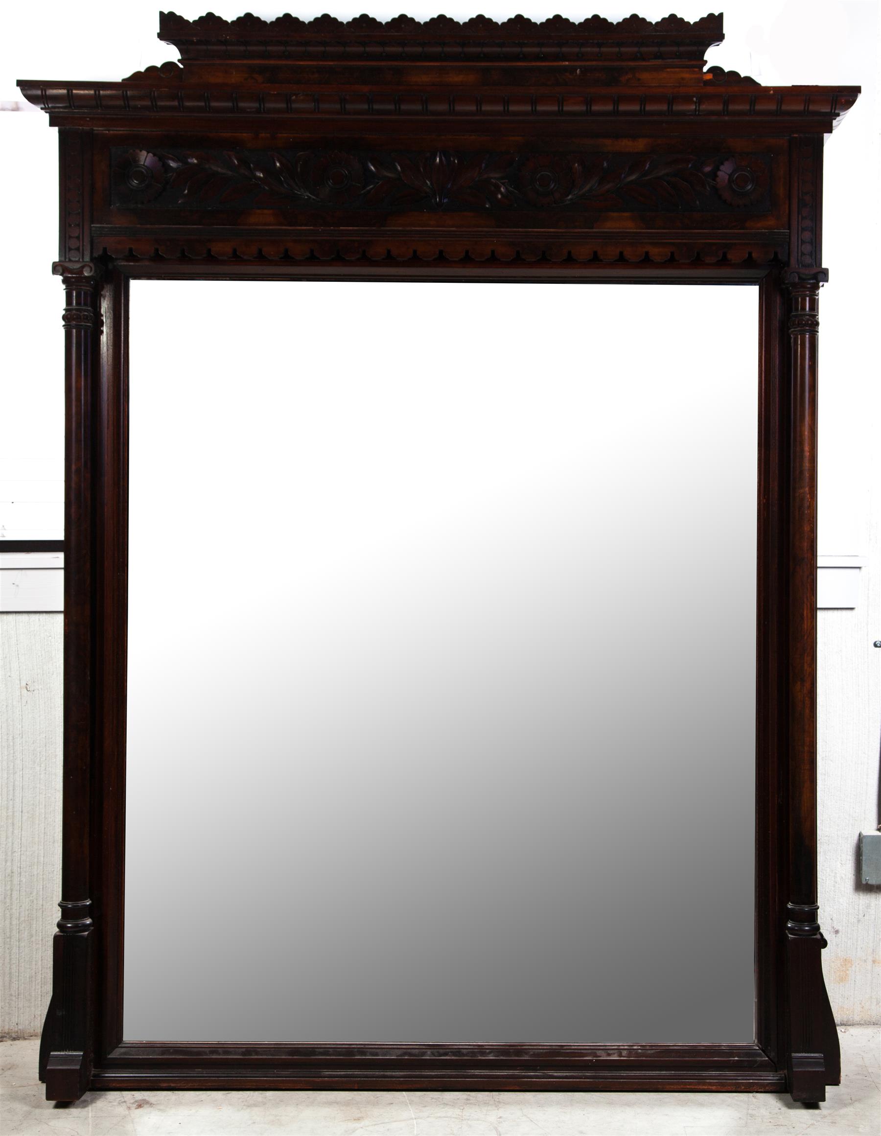 Appraisal: LARGE OVER-MANTEL CARVED VICTORIAN PARLOR MIRROR American nd half- th