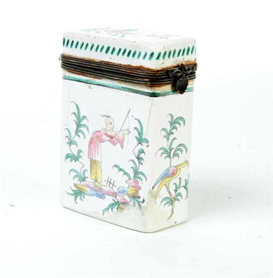 Appraisal: FAIENCE CASE European mid th century Lidded card case with