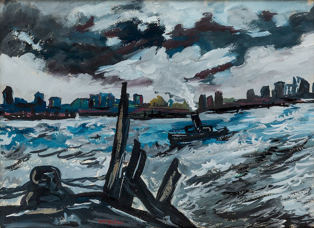 Appraisal: GEORGE LUKS AMERICAN - GEORGE LUKS AMERICAN - East River