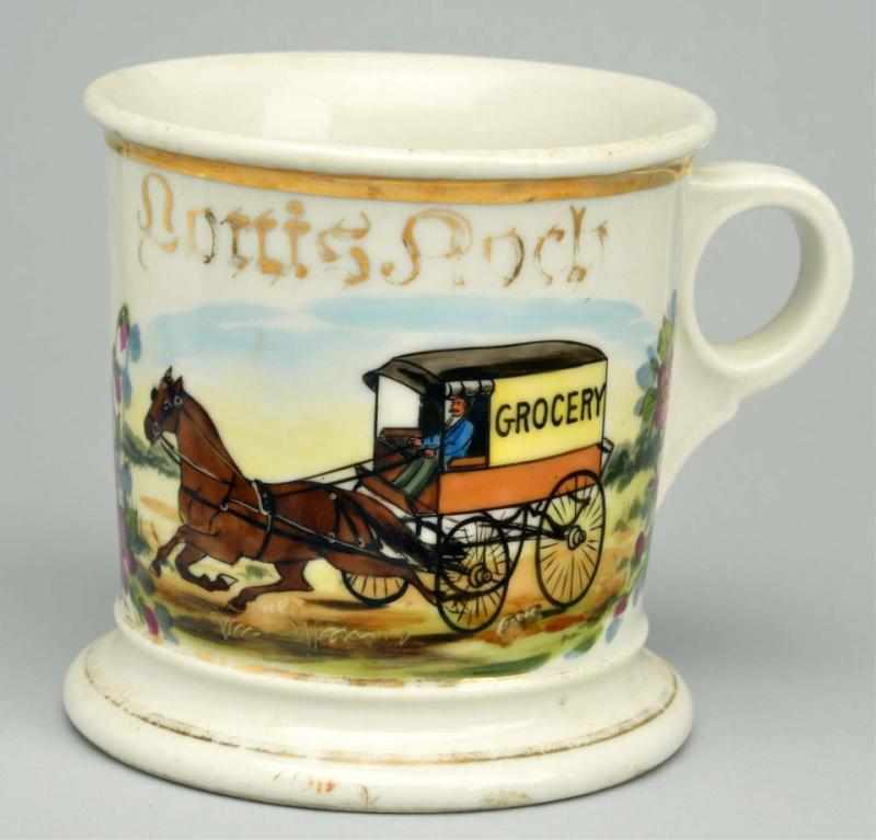 Appraisal: Horse-Drawn Grocery Wagon Shaving Mug Gilded Gottis Rock Jos Alsberg