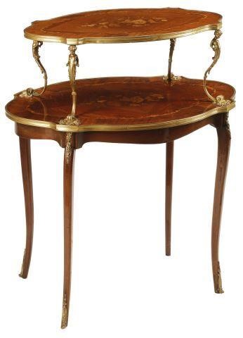 Appraisal: French Louis XV style two-tier tea table th c with