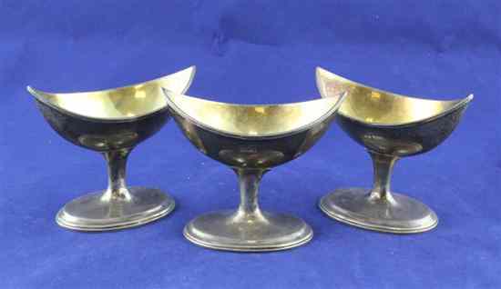 Appraisal: A set of three George III Irish silver boat shaped