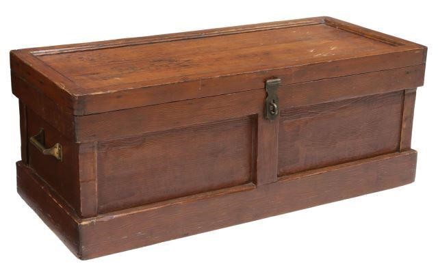 Appraisal: Diminutive pine storage work trunk chest early th c rectangular