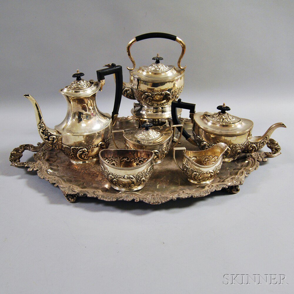 Appraisal: Six-piece Silver-plated Tea and Coffee Service with a matching tray