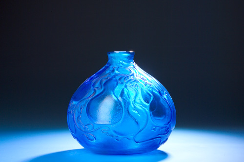 Appraisal: R LALIQUE Vase Courges electric blue ca Molded R LALIQUE