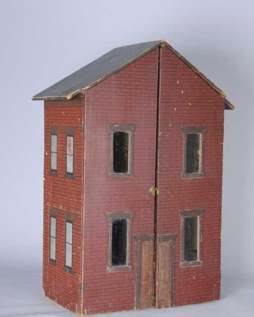 Appraisal: American Handmade Dollhouse America ca A tall box-back house with