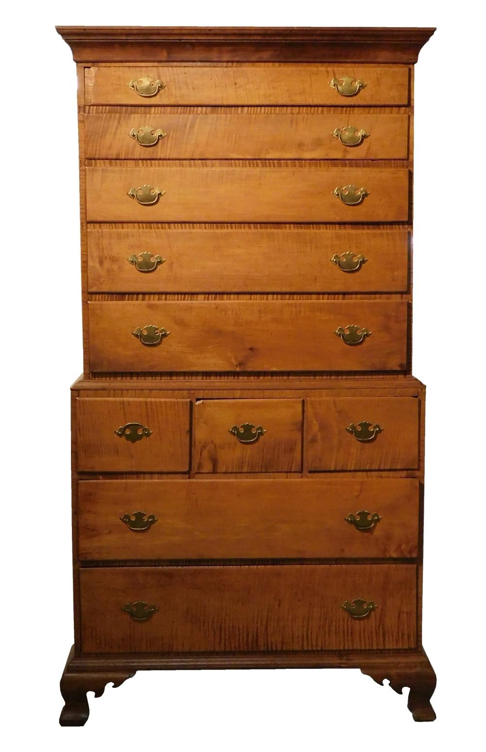 Appraisal: Chest on chest th C American figured maple in two