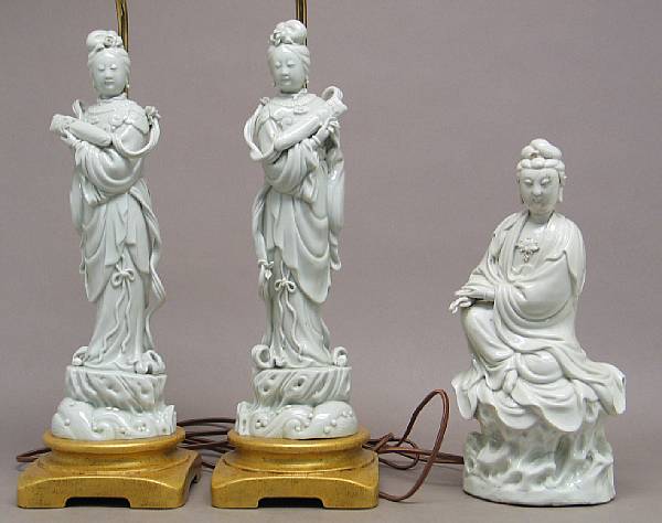 Appraisal: A group of three Chinese Dehua porcelain figures Including a