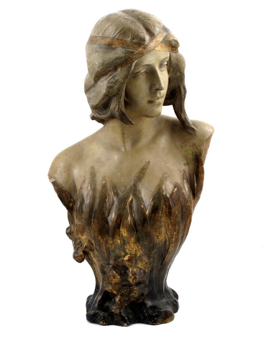 Appraisal: An Art Nouveau Goldscheider Pottery bust by Montenave