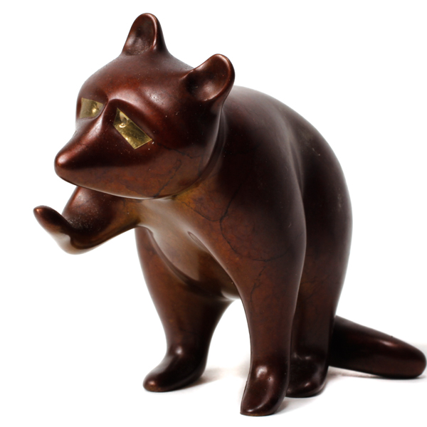 Appraisal: Loet Vanderveen modern bronze Raccoon figure Signed and numbered H