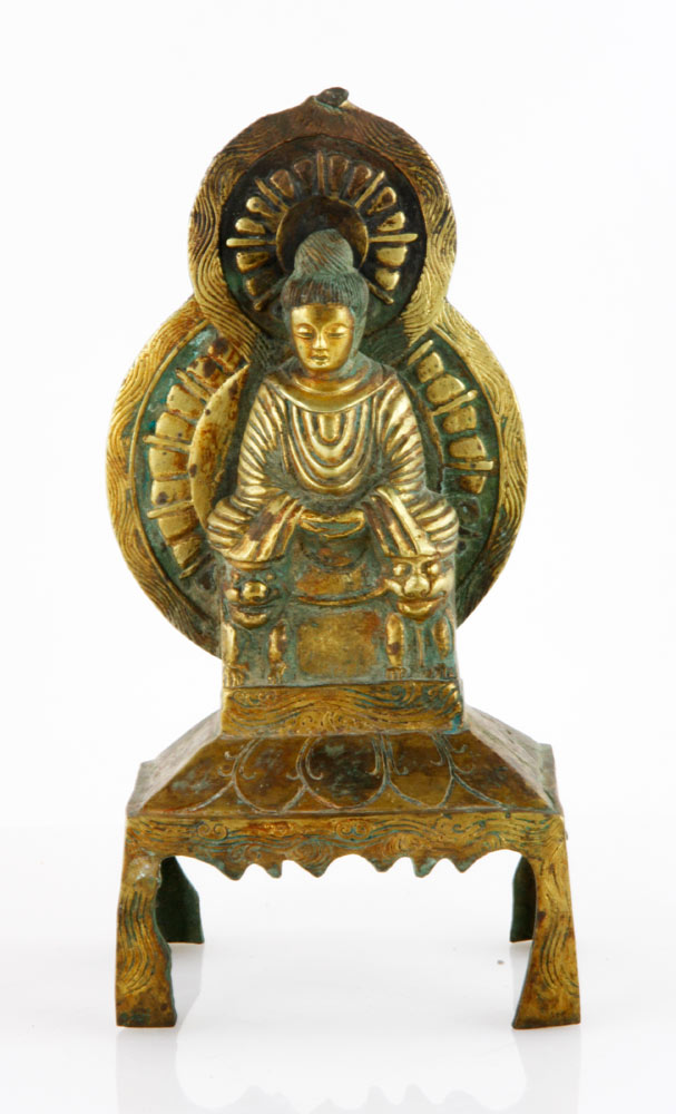 Appraisal: - Chinese Gilt Bronze Buddha Chinese Buddha gilt bronze h