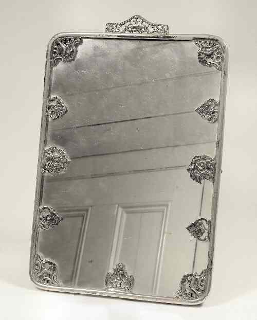 Appraisal: A Victorian silver rectangular dressing table mirror with pierced urn