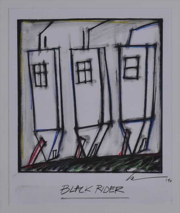 Appraisal: ROBERT WILSON b BLACK RIDER NEW YORK Mixed media drawing