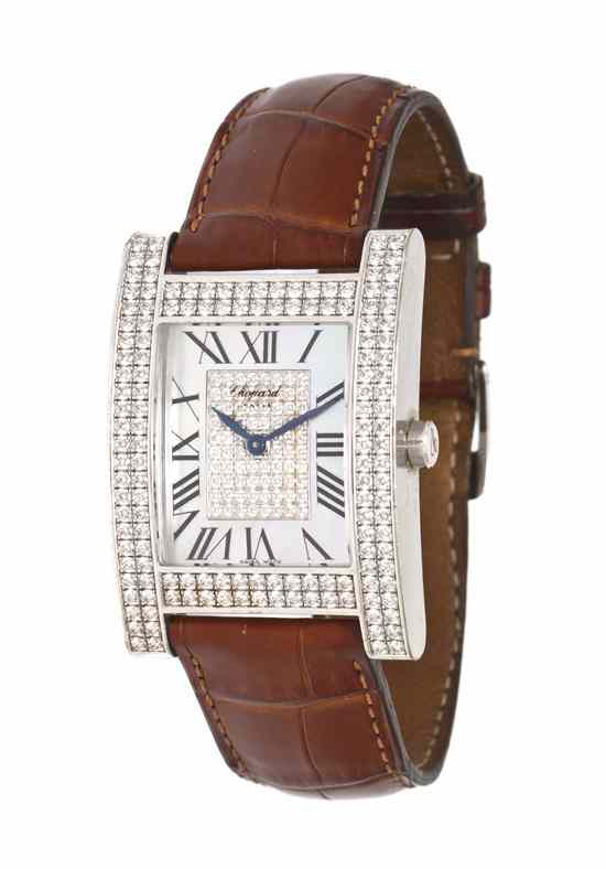 Appraisal: An Karat White Gold and Diamond ''H'' Wristwatch Chopard x