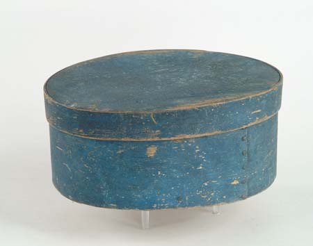 Appraisal: NICE EARLY MAINE OVAL BOX IN ORIGINAL BLUE An early