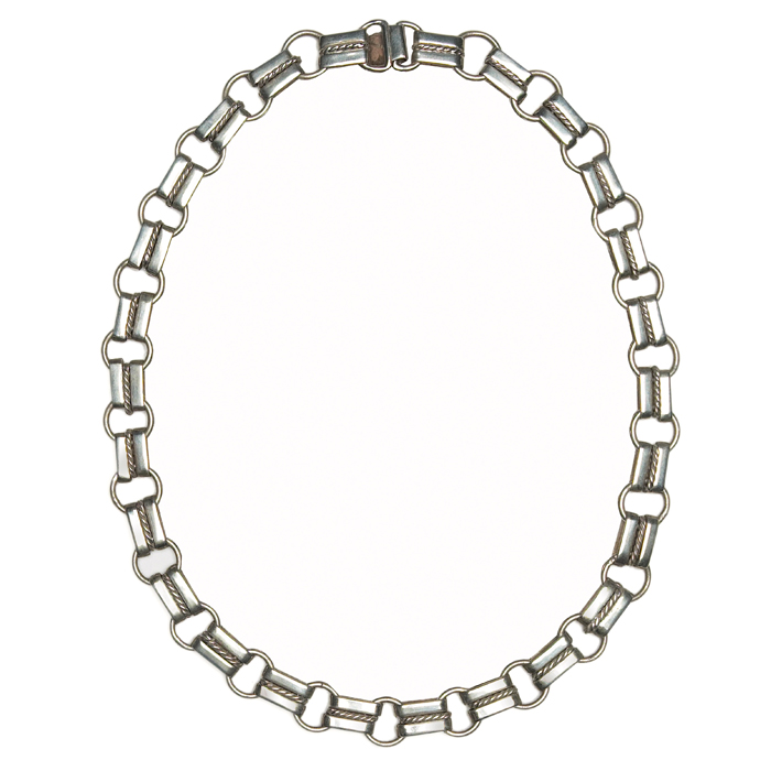 Appraisal: Kalo necklace geometric linked forms in sterling silver marked ''l