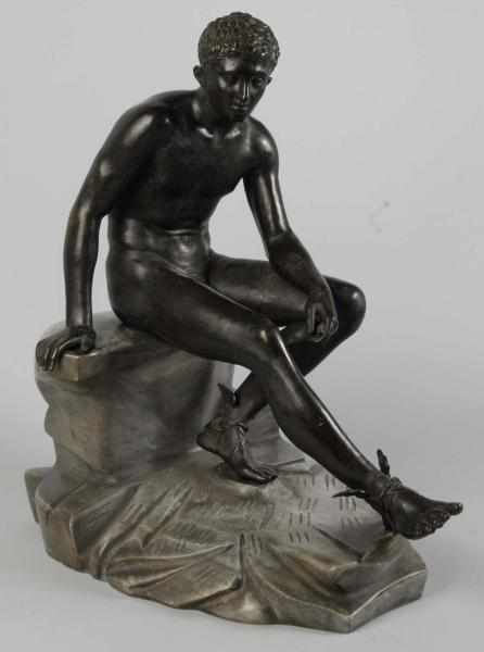 Appraisal: Bronze Statue of Mercury on Marble Base Description Mercury is