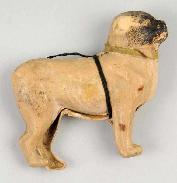 Appraisal: German Dresden Dog Ornament Description Three dimensional Paint loss to