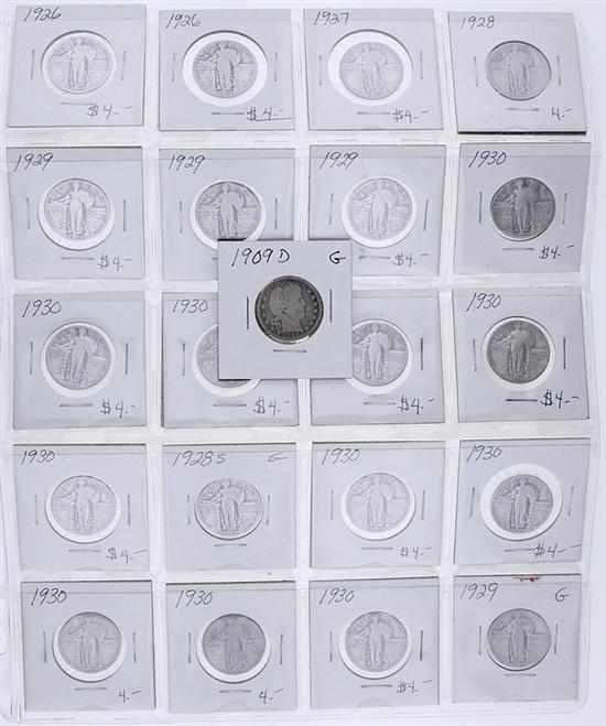 Appraisal: Collection early US quarters Barber quarter Standing Liberty quarters -