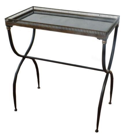 Appraisal: Neoclassical style iron table th c having a pierced gilt