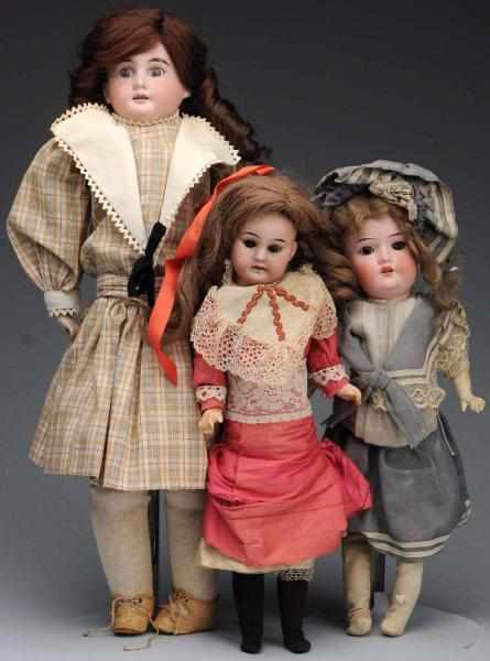 Appraisal: Lot of German Bisque Dolls All with bisque heads A