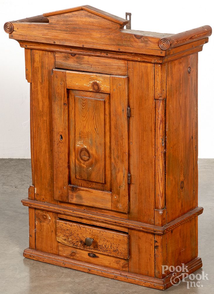 Appraisal: Continental pine hanging cupboard ca Continental pine hanging cupboard ca