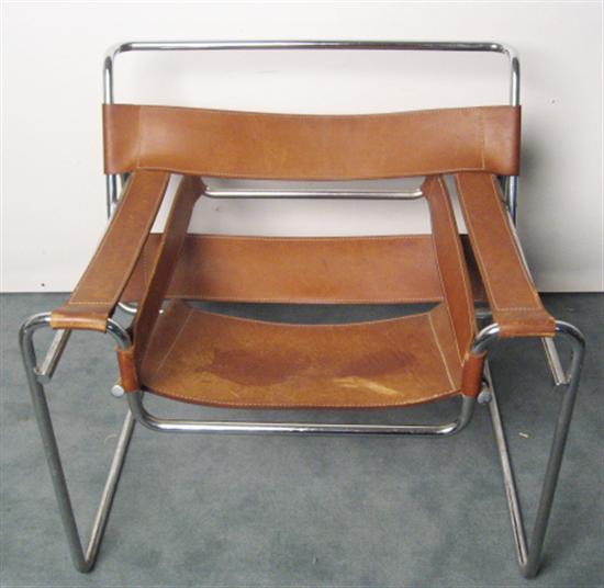 Appraisal: Marcel Breuer Wassily Chair with tan leather Authentic chair purchased