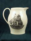 Appraisal: LIVERPOOL CREAMWARE COMMEMORATIVE SHIP'S PITCHER - Unidentified American ship ca