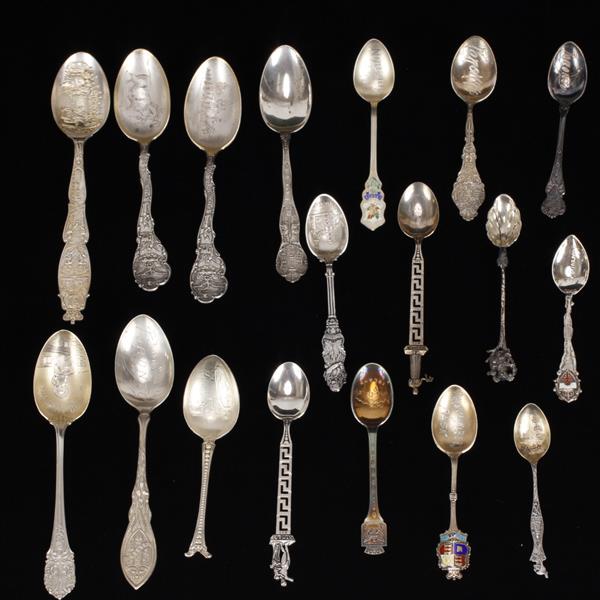 Appraisal: Lot of silver souvenir spoons including Canada four enameled Mexico