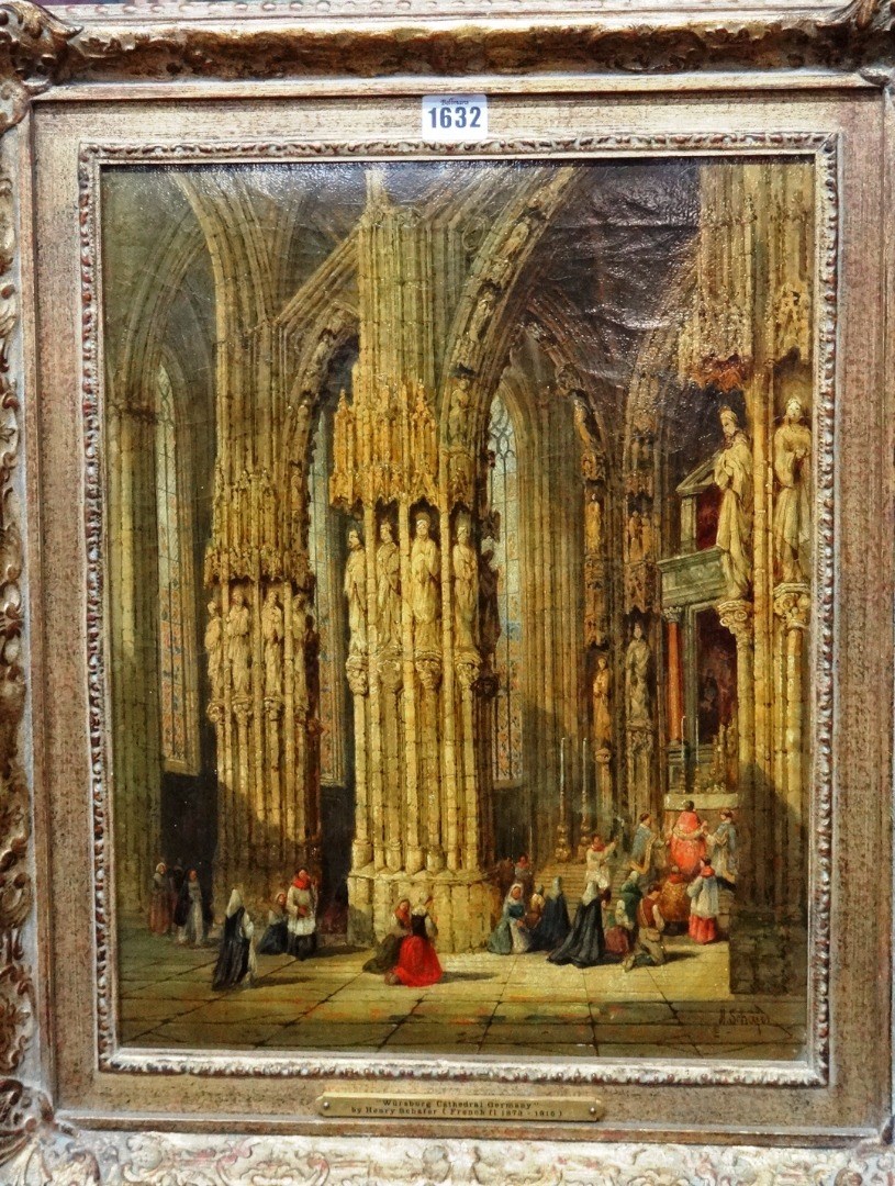 Appraisal: Henry Schafer fl - W rzburg Cathedral Germany oil on